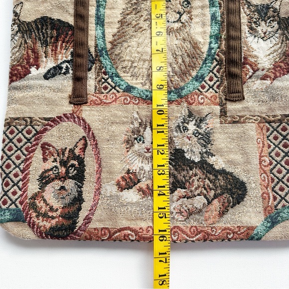 Cat Tapestry Tote Bag Brown Shoulder Purse - Picture 10 of 13